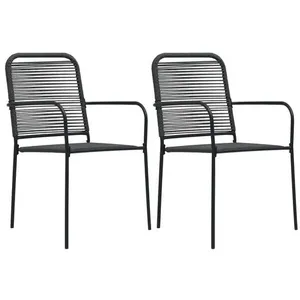 vidaXL Vidaxl Chaises De Jardin Lot De 2 Corde En Coton Et Acier Noir