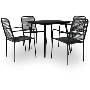 vidaXL Mobilier à dîner d'extérieur 5 pcs Corde en coton et acier Noir pas cher