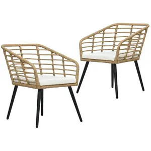 vidaXL Chaises de jardin 2 pcs avec coussins Résine tressée Chêne pas cher