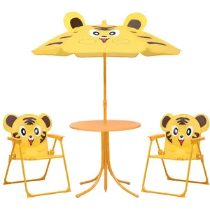 Comparateur de prix : vidaXL Jeu de bistro avec parasol pour enfants 3 pcs Jaune
