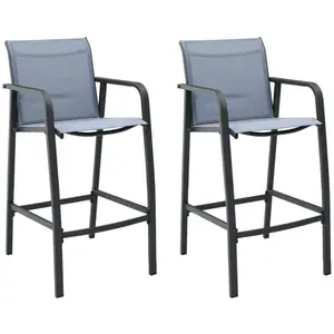 vidaXL Chaises de bar de jardin 2 pcs Gris Txtilène pas cher