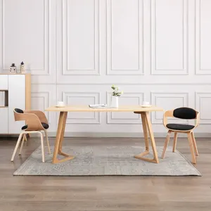 vidaXL Chaises à manger lot de 2 bois courbé et similicuir pas cher