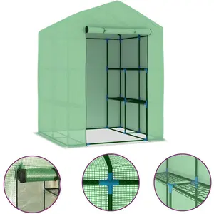 vidaXL Serre avec étagères Acier 143x143x195 cm