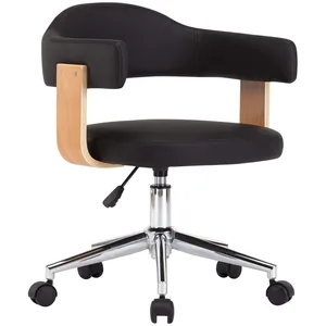 vidaXL Chaise pivotante à dîner Noir Bois courbé et similicuir pas cher