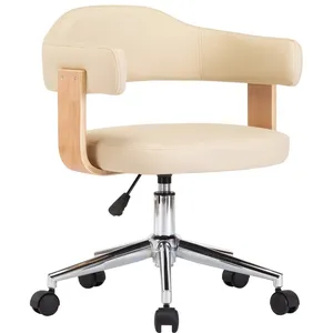 vidaXL Chaise pivotante à manger Crème Bois courbé et Similicuir pas cher