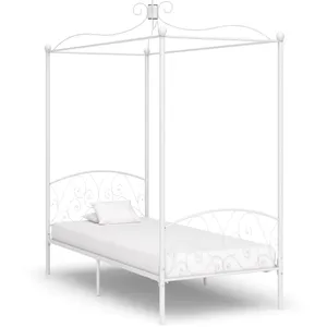 vidaXL Cadre de lit à baldaquin Blanc Métal 90 x 200 cm pas cher