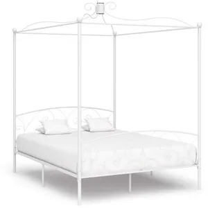 vidaXL Cadre de lit à baldaquin Blanc Métal 160 x 200 cm