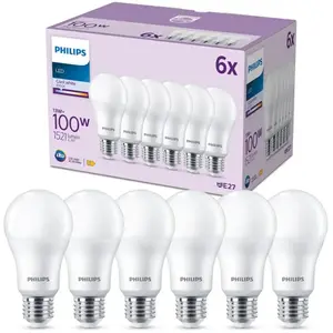 Comparateur de prix : Pack de 6 ampoules led E27, 100W, blanc froid non dimmable - Philips