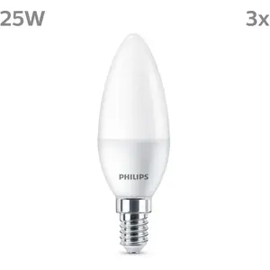 Comparateur de prix : Philips LEDclassic Pack de 3 ampoules B35 E14, 2700 K, 2,8 W, 8719514460034, B35