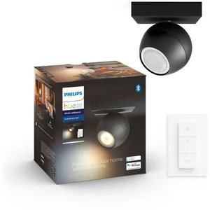 Comparateur de prix : Philips White Ambiance BUCKRAM Spot 1x5.5W - Noir (télécommande incluse), compatible Bluetooth