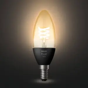 Comparateur de prix : Ampoule connectée Philips Hue White E14 Filament Flamme 4.5W Transparent