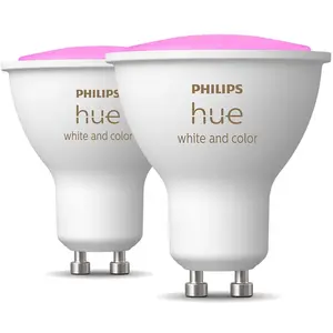 Ampoule LED connectée PHILIPS HUE W&C GU10 5.7W x2