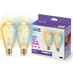 WIZ ST64 2x Ampoule LED E27 Wi-Fi Vintage Ambre Blanc Chaud