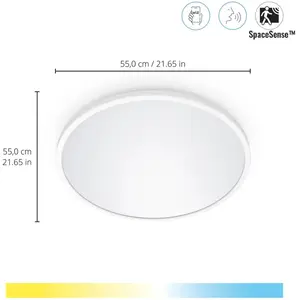 Wiz SUPERSLIM-Plafonnier LED connecté dimmable blanc chaud blanc froid Ø55cm Blanc pas cher