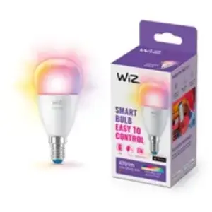Comparateur de prix : Wiz STANDARD-Ampoule LED connectée E14 4.9W=40W 470lm change de couleur Ø4.5cm Blanc