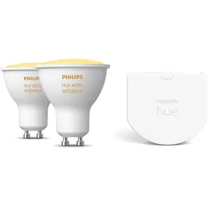 Philips Pack : Ampoule Hue White Ambiance GU10 + Module D'interrupteur Mural pas cher