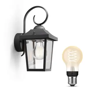 Philips Lampe Murale Buzzard Noire + Ampoule E27 À Filament Blanc pas cher