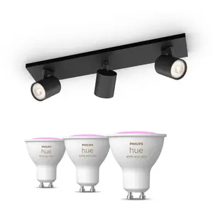 Philips Pack De 3 Spots Philips Myliving Runner Noirs + Ampoules Gu10 ...