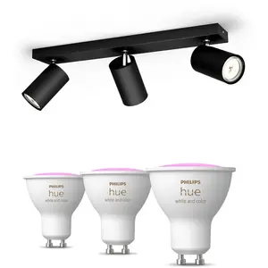 Philips Pack De 2 Spots Kosipo Noirs + Ampoules Gu10 À Couleur Variabl...