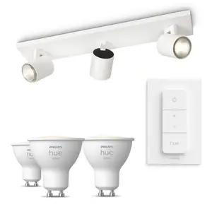 Philips Pack De 3 Spots Runner Blancs + Dimmer Switch + Ampoules Gu10 ... pas cher