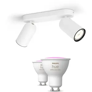 Philips Pack De 2 Spots Runner Blancs + Ampoules Gu10 À Couleur Variab...