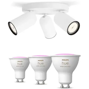 Philips Pack De 3 Spots Pongee Blancs + Ampoules Gu10 À Couleur Variab... pas cher
