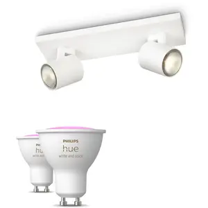 Philips Pack De 2 Spots Runner Blancs + Ampoules Gu10 À Couleur Variab...