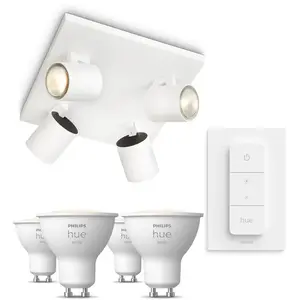 Philips Pack De 4 Spots Runner Blancs + Dimmer Switch + Ampoules Gu10 ...