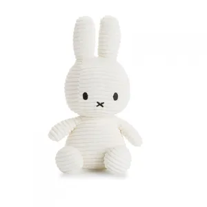 Peluche Miffy lapin velours côtelé 24 cm Blanc pas cher