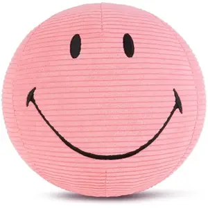 Bon Ton Toys - SMILEY - Peluche Smiley en velours côtélé Vieux Rose M pas cher