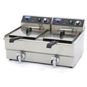 Friteuse double - Electrique - 2x16 litres - Robinet de vidange - Zone froide - MaximaVendu paramazon