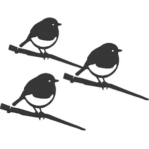 Comparateur de prix : Metalbird Oiseaux À Planter Mini Rouge -Gorge En Acier Corten (Lot De 3)