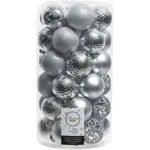 Comparateur de prix : Decoris Tube de 37 Boules Décoratives Argentées pour Sapin de Noël Ø6Cm