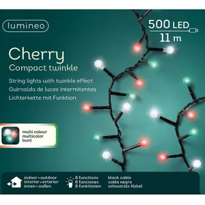 Lumineo Kaemingk - Lumières de Noël Cerise 500 led 11m multicolore pas cher
