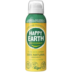 Happy Earth Aérosol Déodorant - Pour Hommes et Femmes - Déo Spray - 100% Ingrédients Naturels & Végan - Jasmine Ho Wood - 100 ML