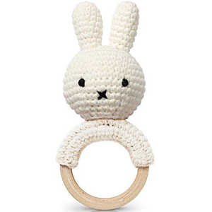 Just Dutch Hochet anneau de dentition Miffy blanc pas cher