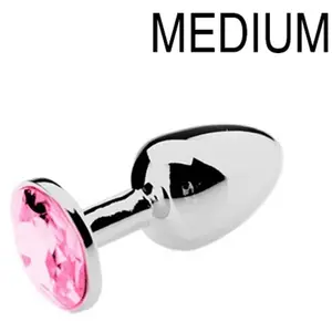 Comparateur de prix : Plug Bijou Strass Rose - Medium 7 x 3.4 cm 