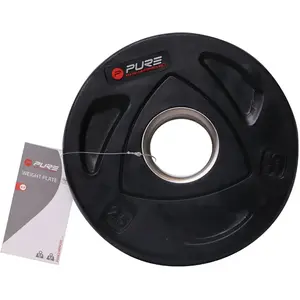 Disque de musculation Pure2Improve - noir - 2,5 kg - Entraînement de la force - Caoutchouc