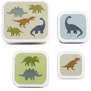A Little Lovely Company Lot de 4 boîtes à goûter Dinosaure