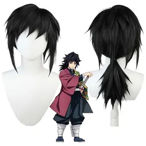 Perruques Demon Slayer Tomioka Giyuu Cosplay Noir