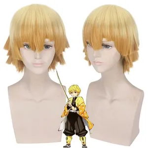Perruques Demon Slayer Agatsuma Zenitsu Cosplay Jaune