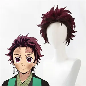 Perruques Demon Slayer Kamado Cosplay Tanjirou Marron