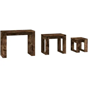 Comparateur de prix : VIDAXL Tables gigognes 3 pcs Chêne fumé Bois d'ingénierie