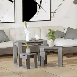 vidaXL Tables gigognes 3 pcs Sonoma gris Bois d'ingénierie pas cher