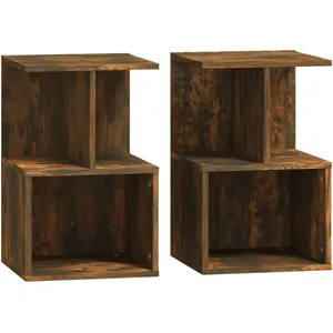 vidaXL Tables de chevet 2 pcs Chêne fumé 35x35x55 cm Bois d'ingénierie pas cher