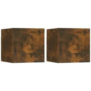 vidaXL Meubles TV muraux 2 pcs Chêne fumé 30,5x30x30 cm pas cher