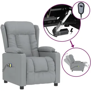 vidaXL Fauteuil électrique de massage Gris clair Tissu pas cher