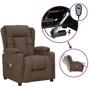 vidaXL Fauteuil électrique de massage Taupe Tissu pas cher