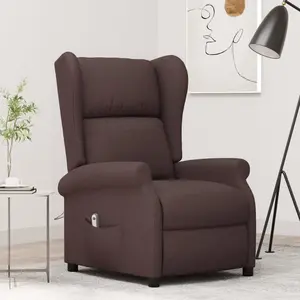 vidaXL Fauteuil inclinable électrique à oreilles marron foncé tissu pas cher