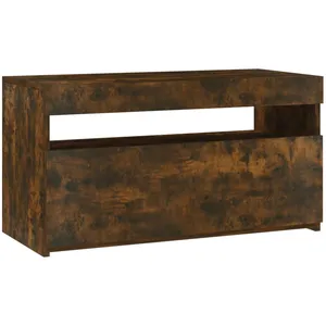 Comparateur de prix : vidaXL Meuble TV avec lumières LED Chêne fumé 75x35x40 cm